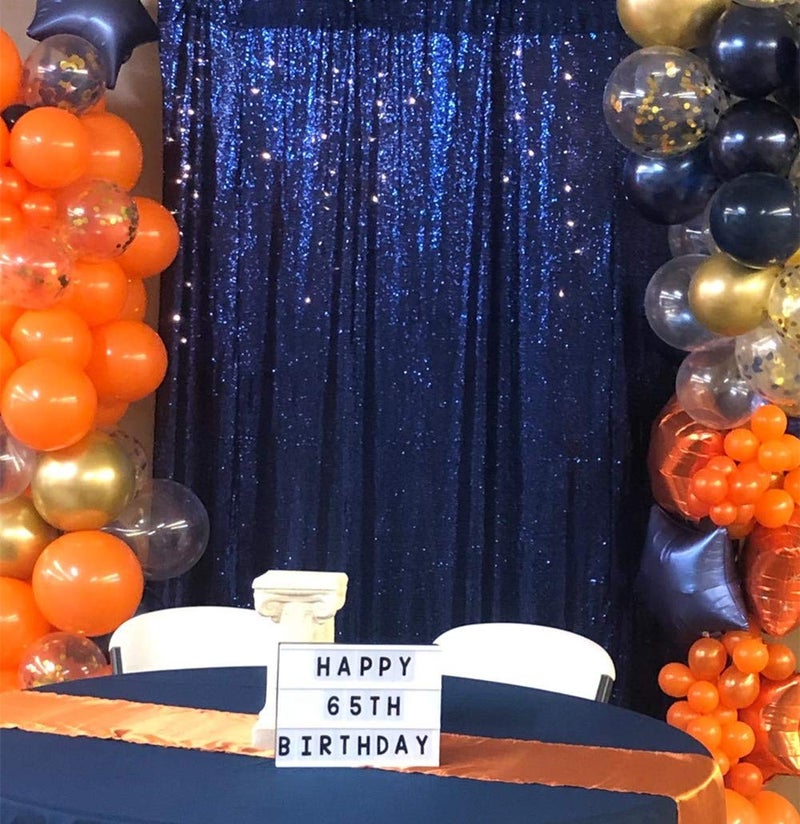 SquarePie Sequin Backdrop 8FT x 8FT Navy Blue Curtain Background Wedding Party Decoration - Image 5